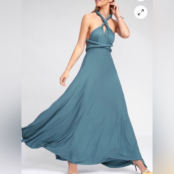 -SOLD- Lulu’s Tricks of the Trade Slate Blue Multi-way Maxi Dress - Picture 2 of 12